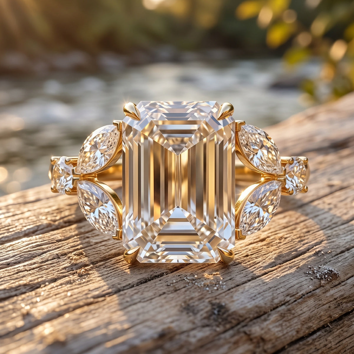 IGI Certified Emerald Cut Lab Grown Diamond Statement Engagement Ring 5 Carat