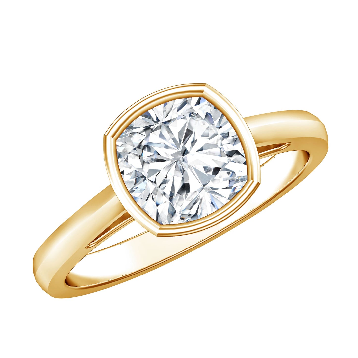Bezel Set 2 Carat Lab Grown Diamond Cushion Engagement Ring IGI Certified