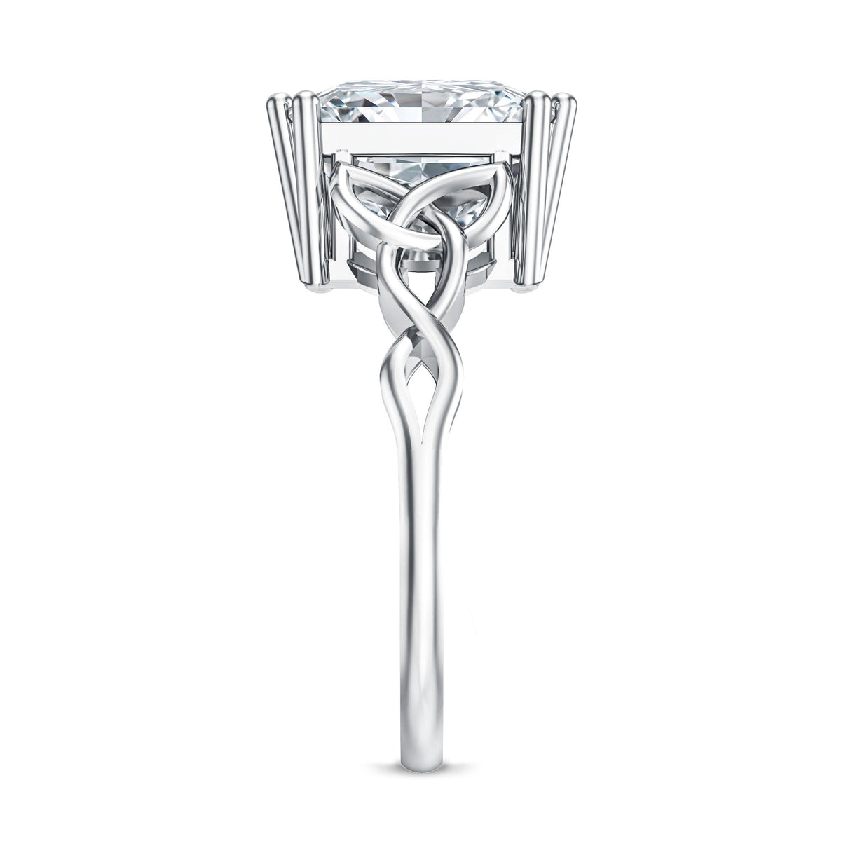 5 Carat Princess Cut Lab Grown Diamond Celtic Engagement Ring with IGI Certificate