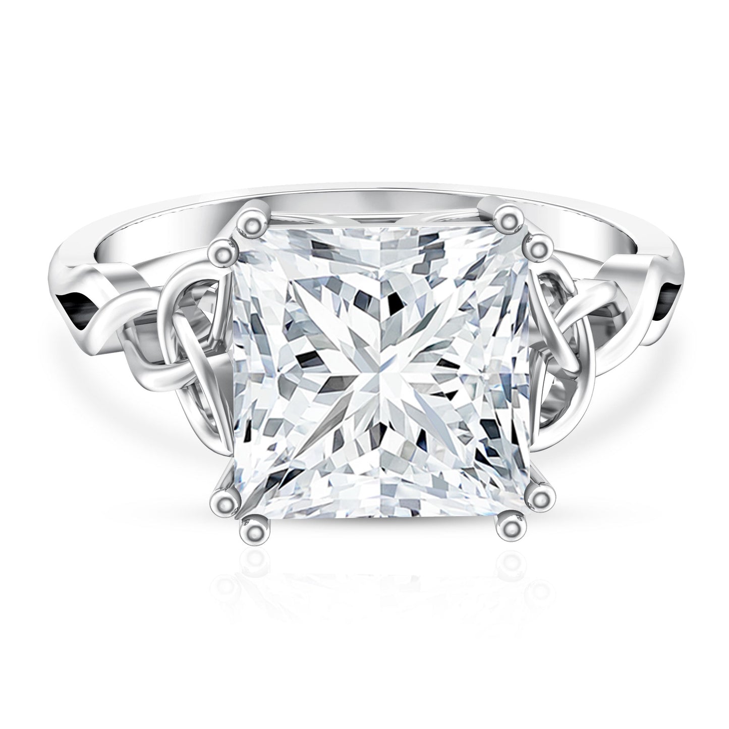 5 Carat Princess Cut Lab Grown Diamond Celtic Engagement Ring with IGI Certificate