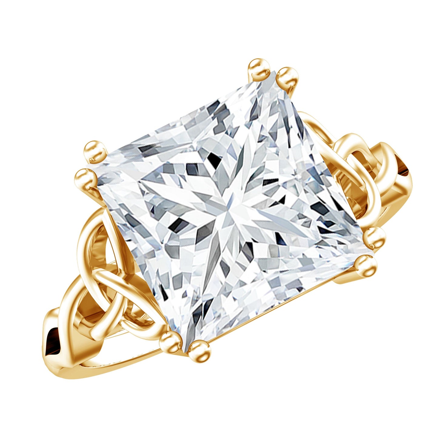 5 Carat Princess Cut Lab Grown Diamond Celtic Engagement Ring with IGI Certificate