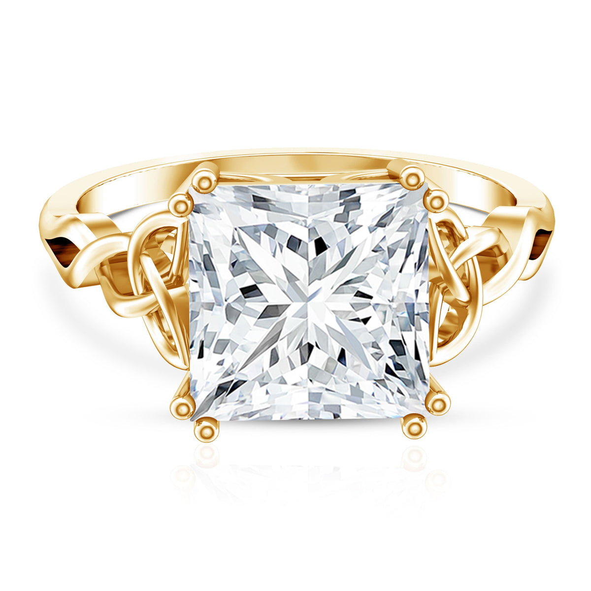 5 Carat Princess Cut Lab Grown Diamond Celtic Engagement Ring with IGI Certificate