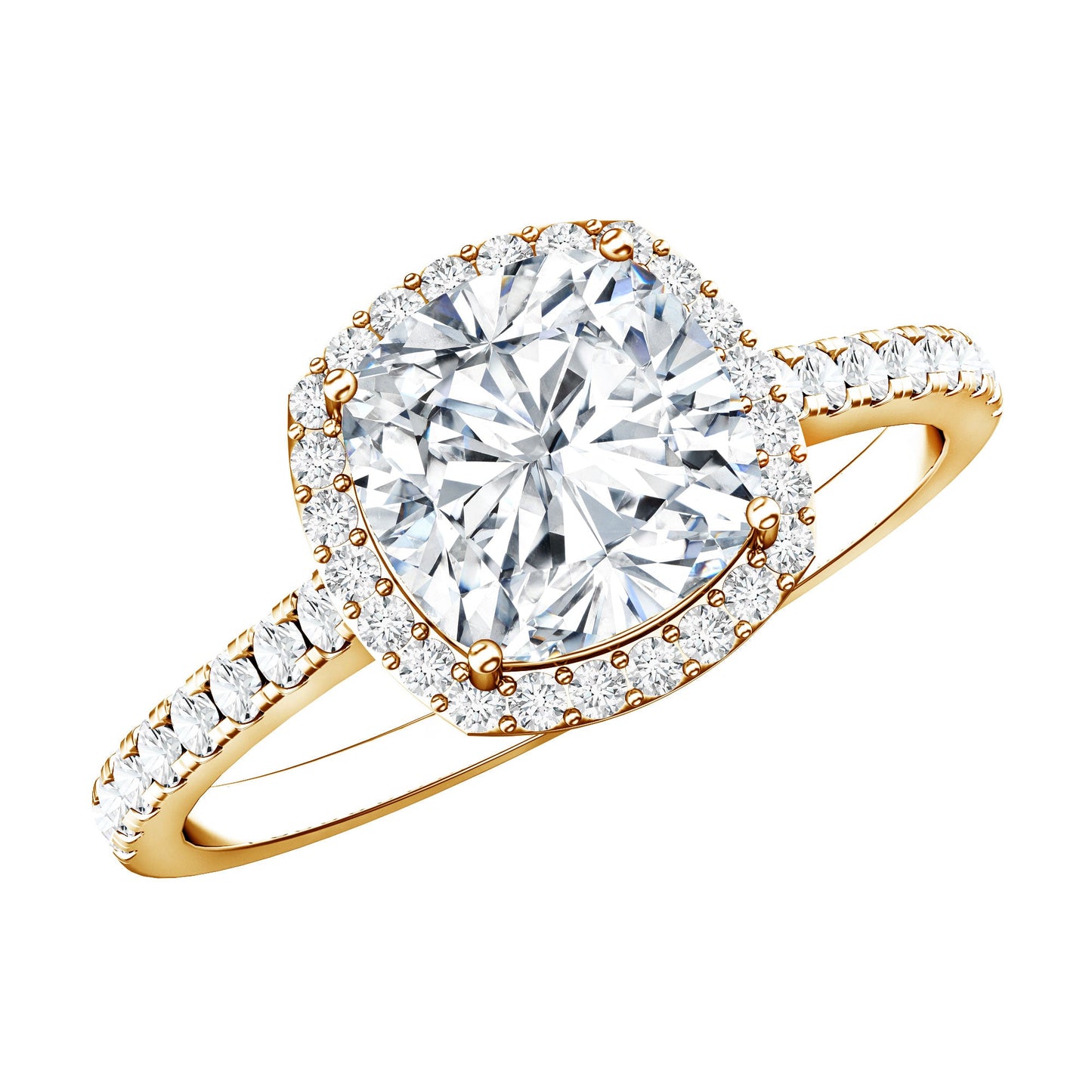 IGI Certified 2 Carat Cushion Cut Lab Grown Diamond Halo Engagement Ring
