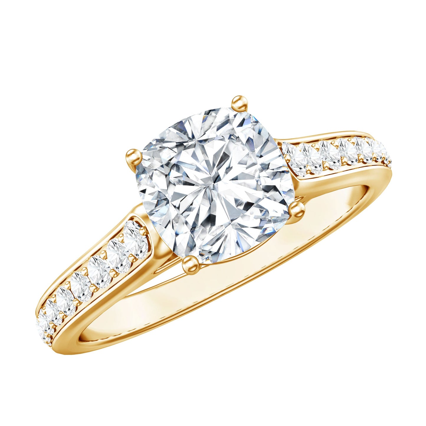 Cushion Cut 2 Carat Lab Grown Diamond Side Stone Engagement Ring IGI Certified