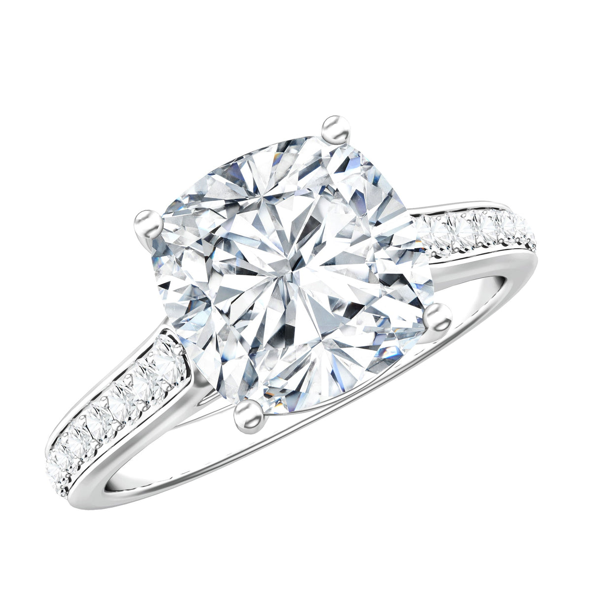 4 Carat Engagement Ring with IGI Certified Cushion Cut Lab Grown Diamond