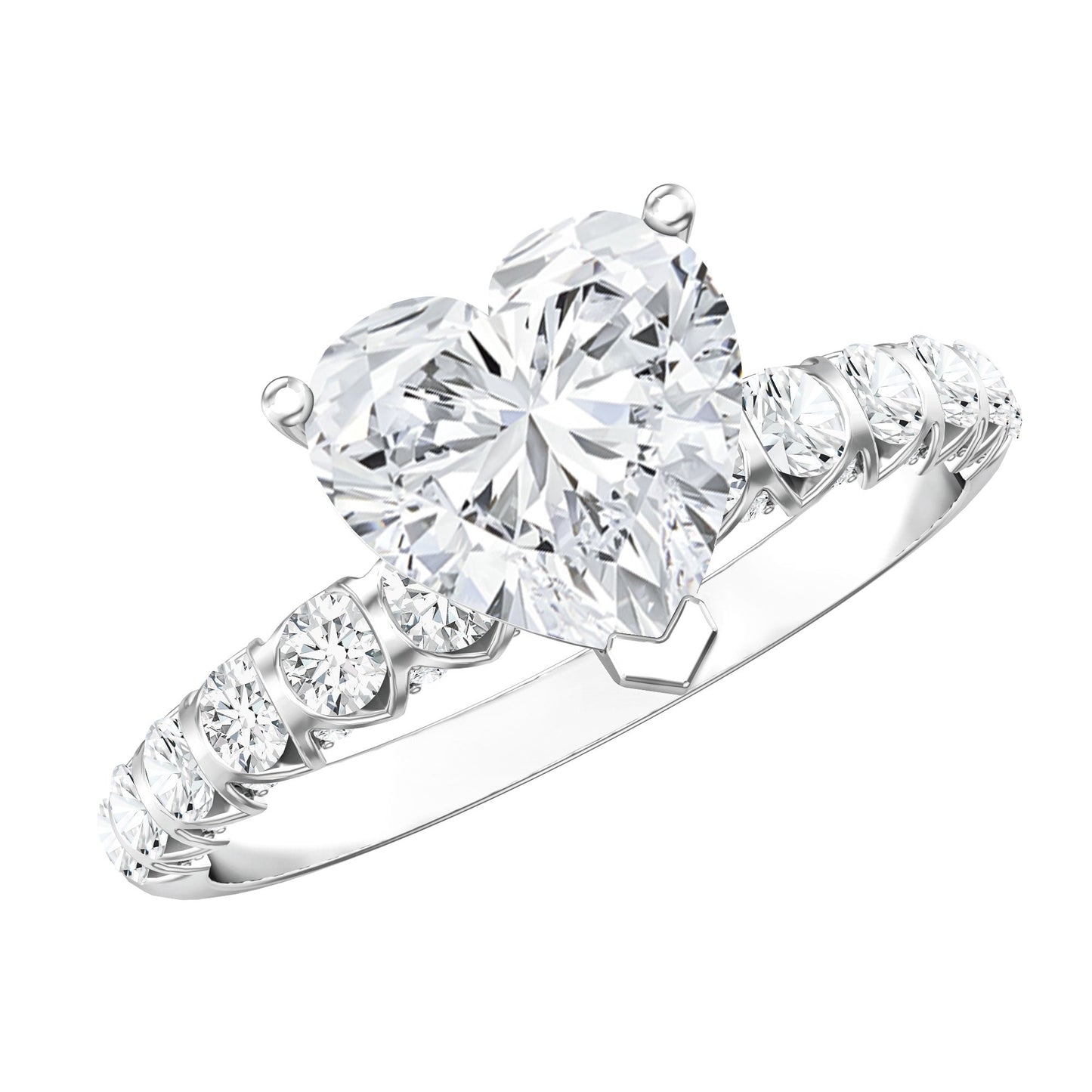 2 Carat Heart Shaped Lab Grown Diamond Engagement Ring with IGI Certificate