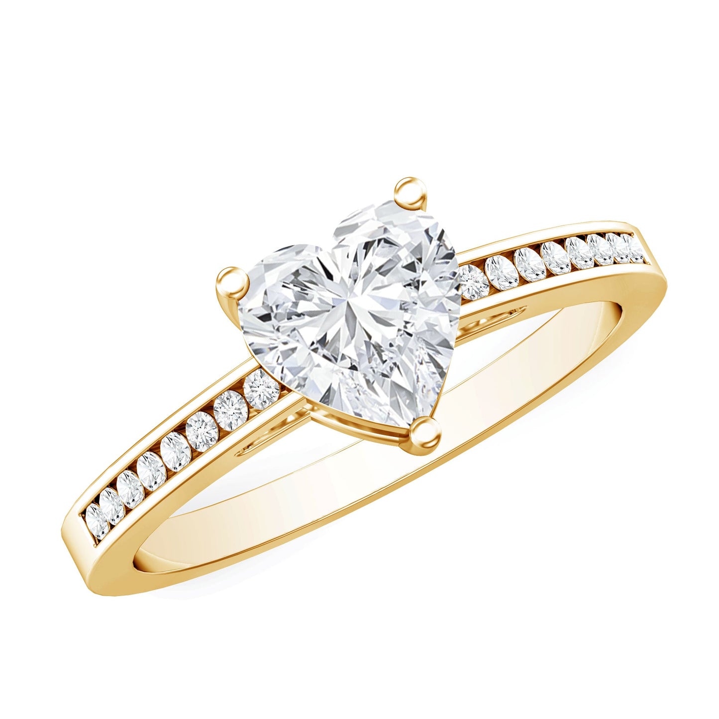 IGI Certified 1 Carat Heart Shaped Lab Grown Diamond Engagement Ring with Side Stones