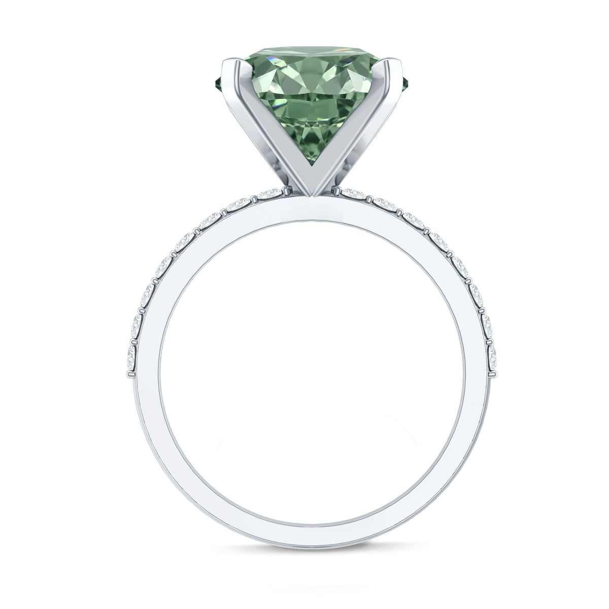 IGI Certified Solitaire 5 Carat Lab Grown Green Diamond Engagement Ring with Side Stones