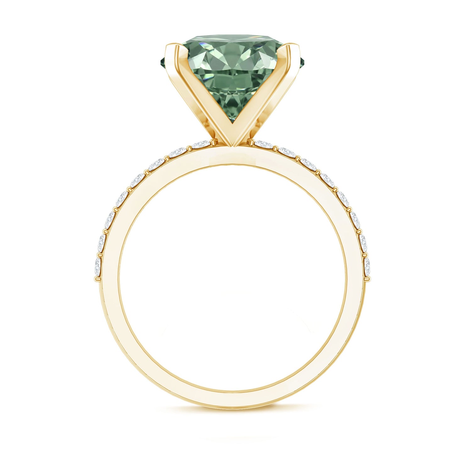 IGI Certified Solitaire 5 Carat Lab Grown Green Diamond Engagement Ring with Side Stones