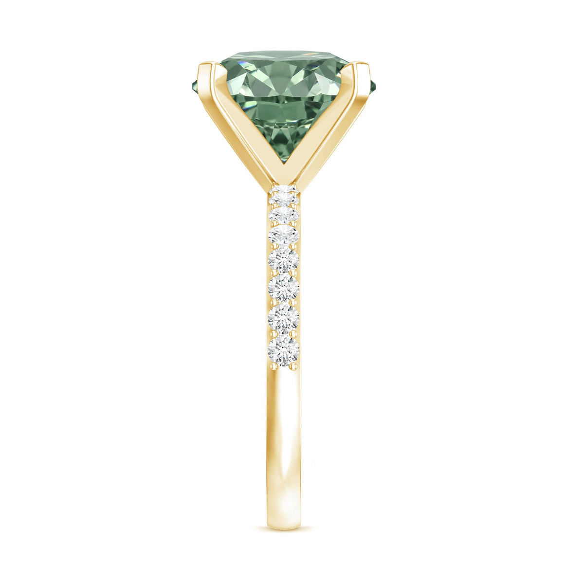IGI Certified Solitaire 5 Carat Lab Grown Green Diamond Engagement Ring with Side Stones