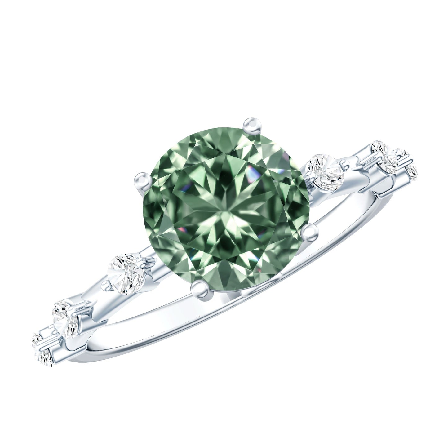 Lab Grown 3 Carat Green Diamond Engagement Ring with IGI Certificate