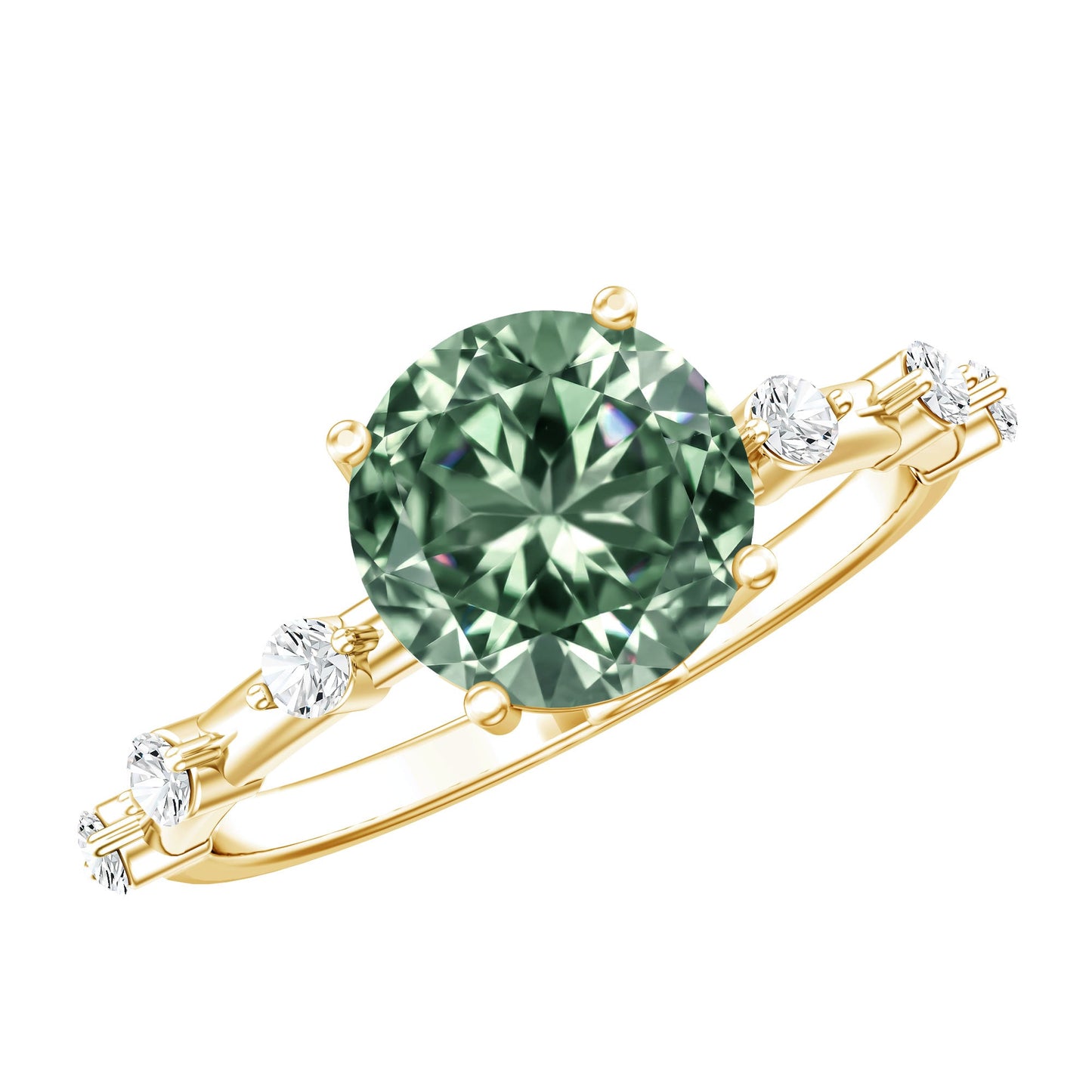 Lab Grown 3 Carat Green Diamond Engagement Ring with IGI Certificate