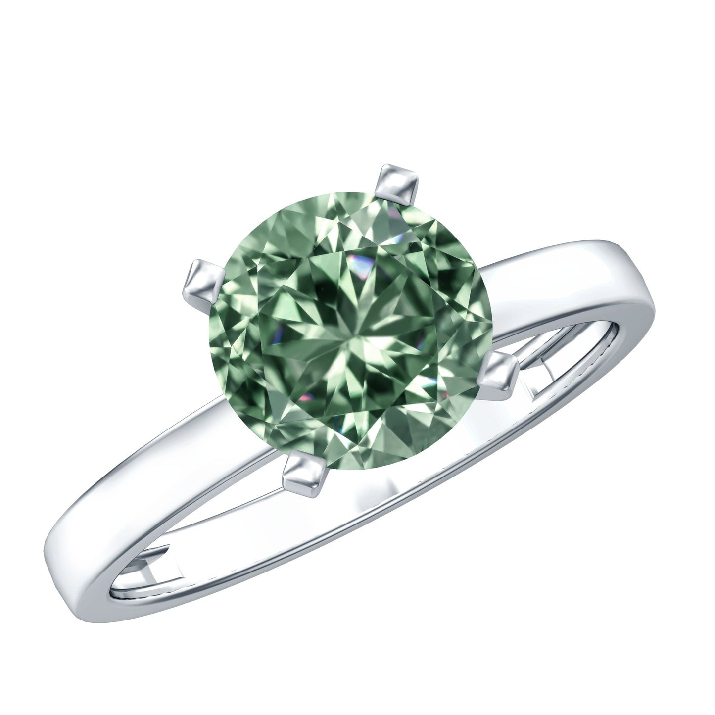 IGI Certified 2 Carat Lab Grown Green Diamond Solitaire Engagement Ring in Peg Head Setting