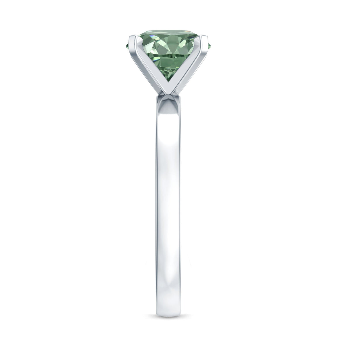 IGI Certified 2 Carat Lab Grown Green Diamond Solitaire Engagement Ring in Peg Head Setting