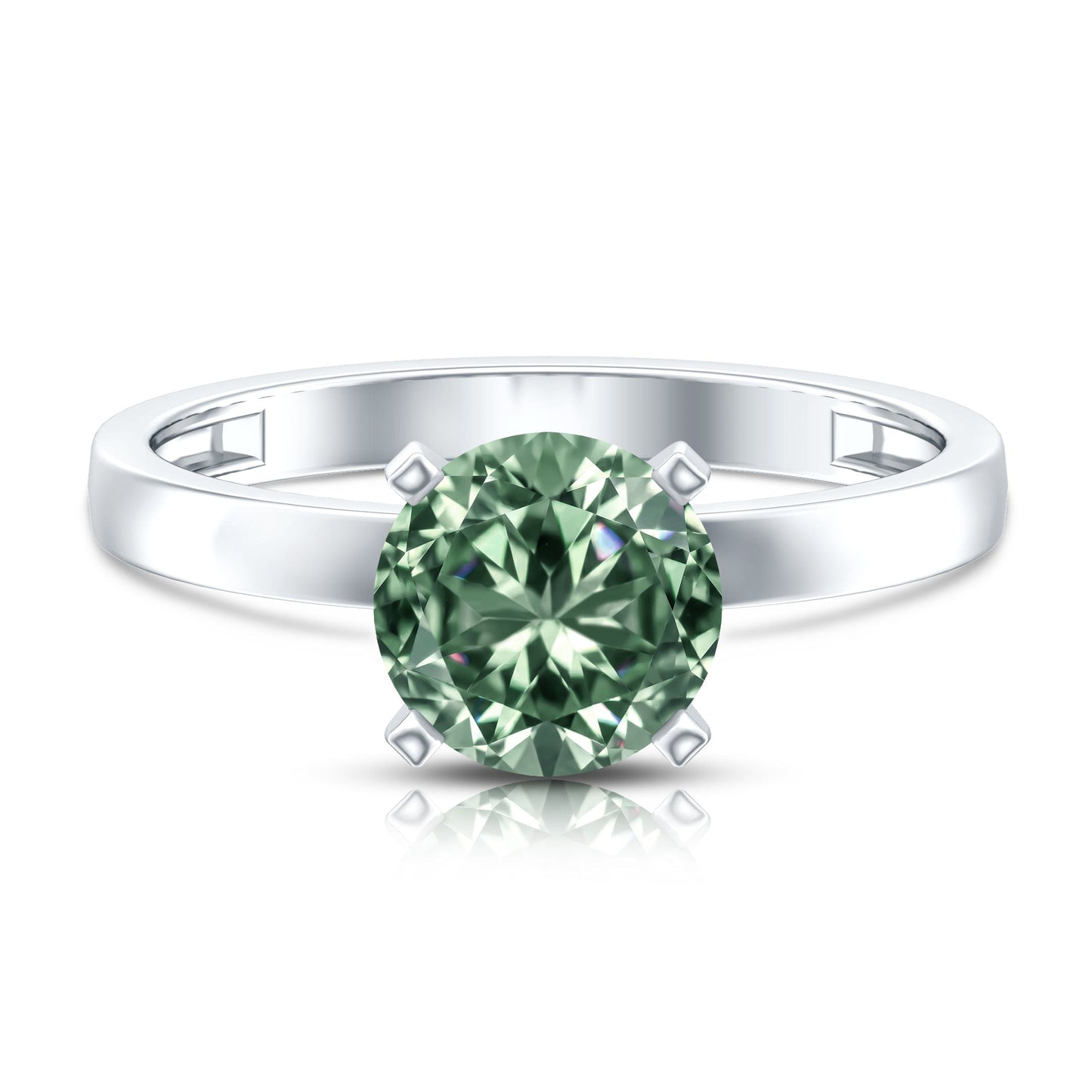 IGI Certified 2 Carat Lab Grown Green Diamond Solitaire Engagement Ring in Peg Head Setting