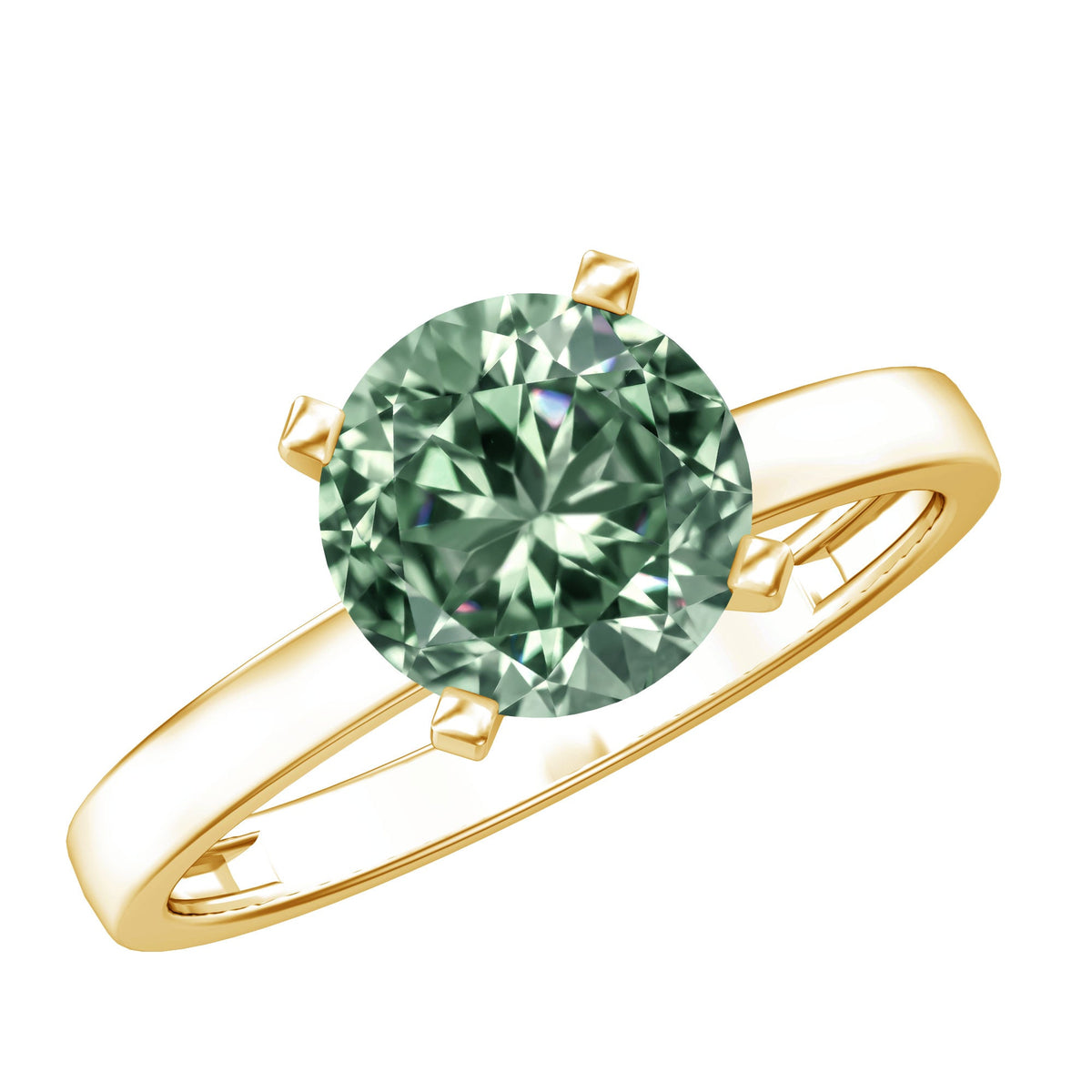 IGI Certified 2 Carat Lab Grown Green Diamond Solitaire Engagement Ring in Peg Head Setting