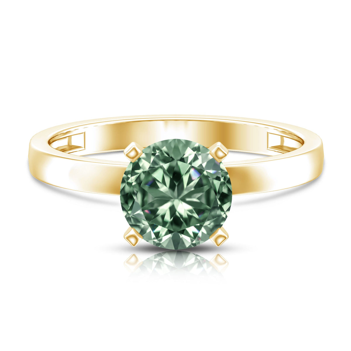 IGI Certified 2 Carat Lab Grown Green Diamond Solitaire Engagement Ring in Peg Head Setting