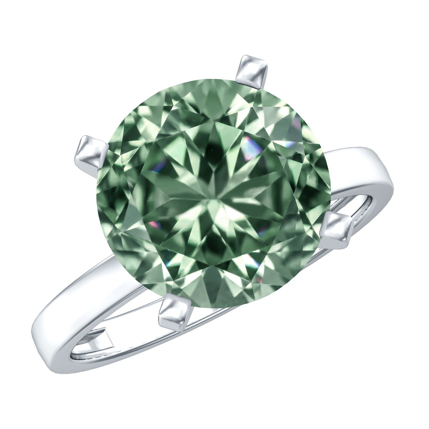 Huge 5 Carat Lab Grown Green Diamond Solitaire Engagement Ring with IGI Certificate