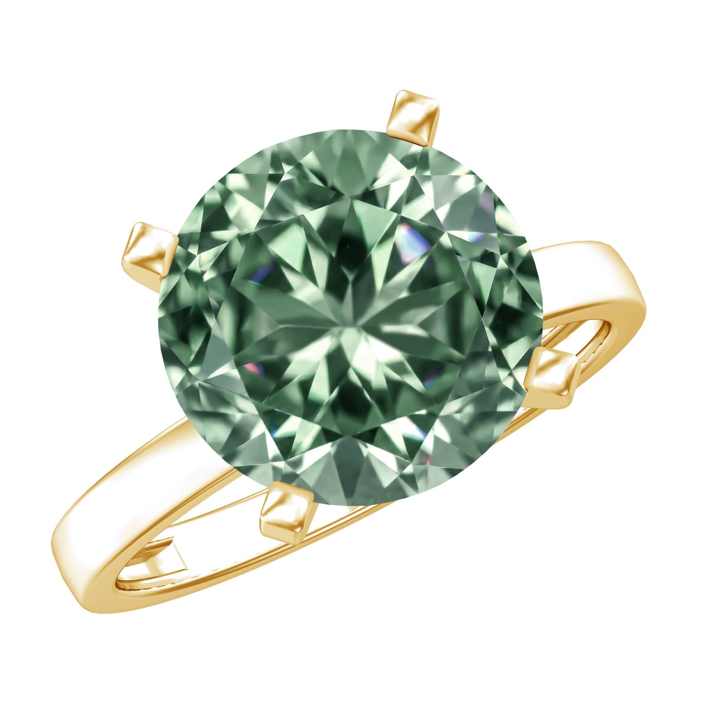 Huge 5 Carat Lab Grown Green Diamond Solitaire Engagement Ring with IGI Certificate