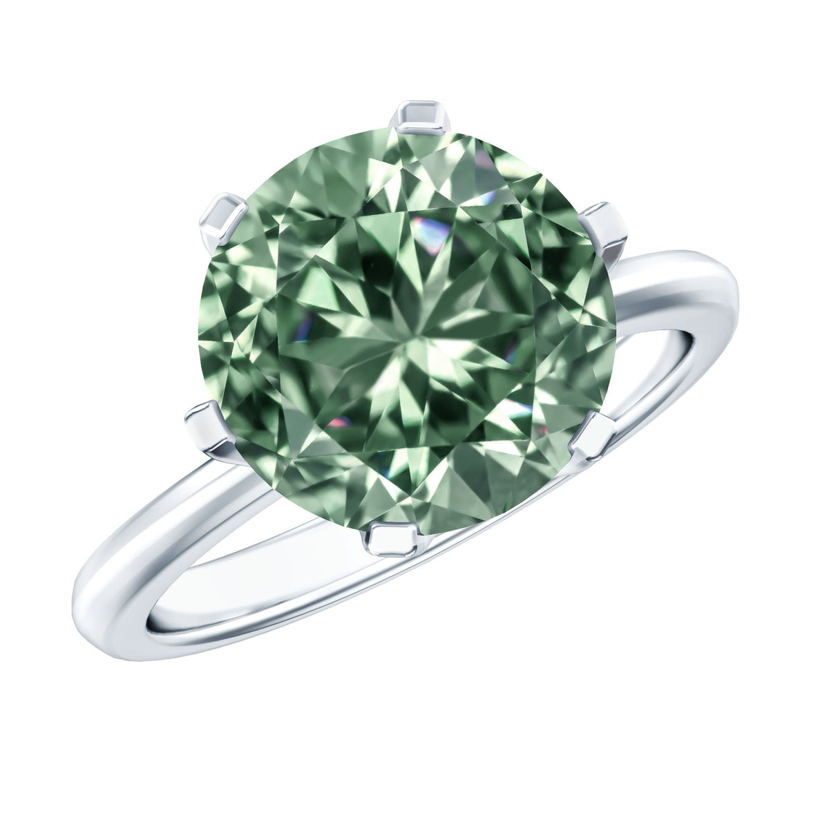IGI Certified Solitaire Lab Grown Green Diamond Big Engagement Ring 4 Carat