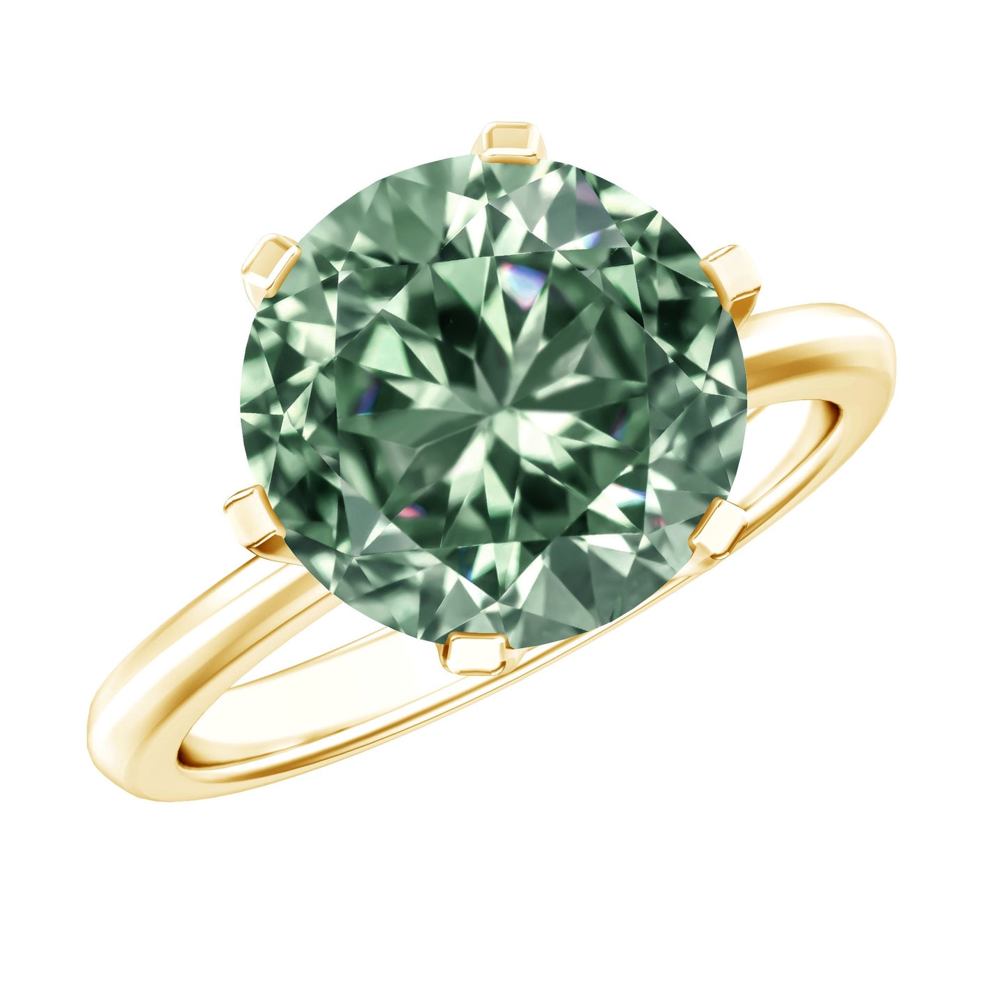 IGI Certified Solitaire Lab Grown Green Diamond Big Engagement Ring 4 Carat