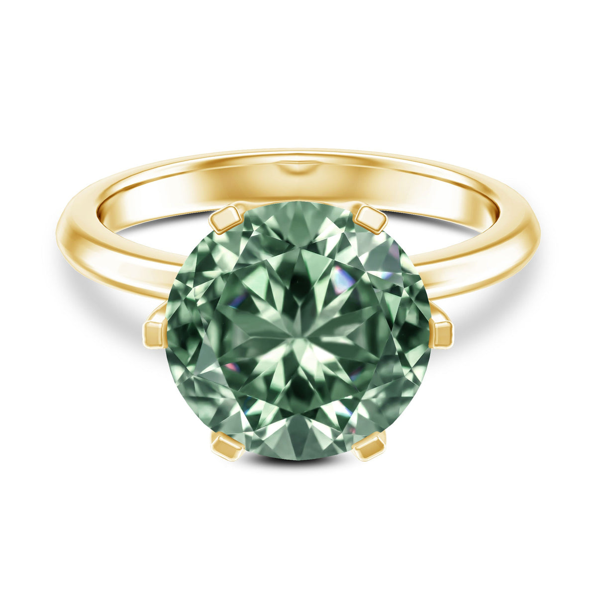 IGI Certified Solitaire Lab Grown Green Diamond Big Engagement Ring 4 Carat
