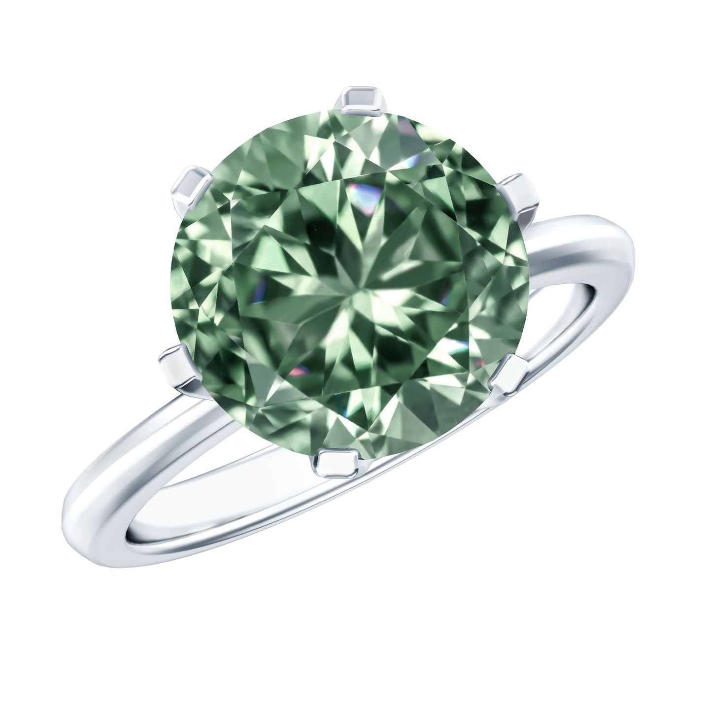 Large 5 Carat Lab Grown Green Diamond Engagement Ring with IGI Certificate