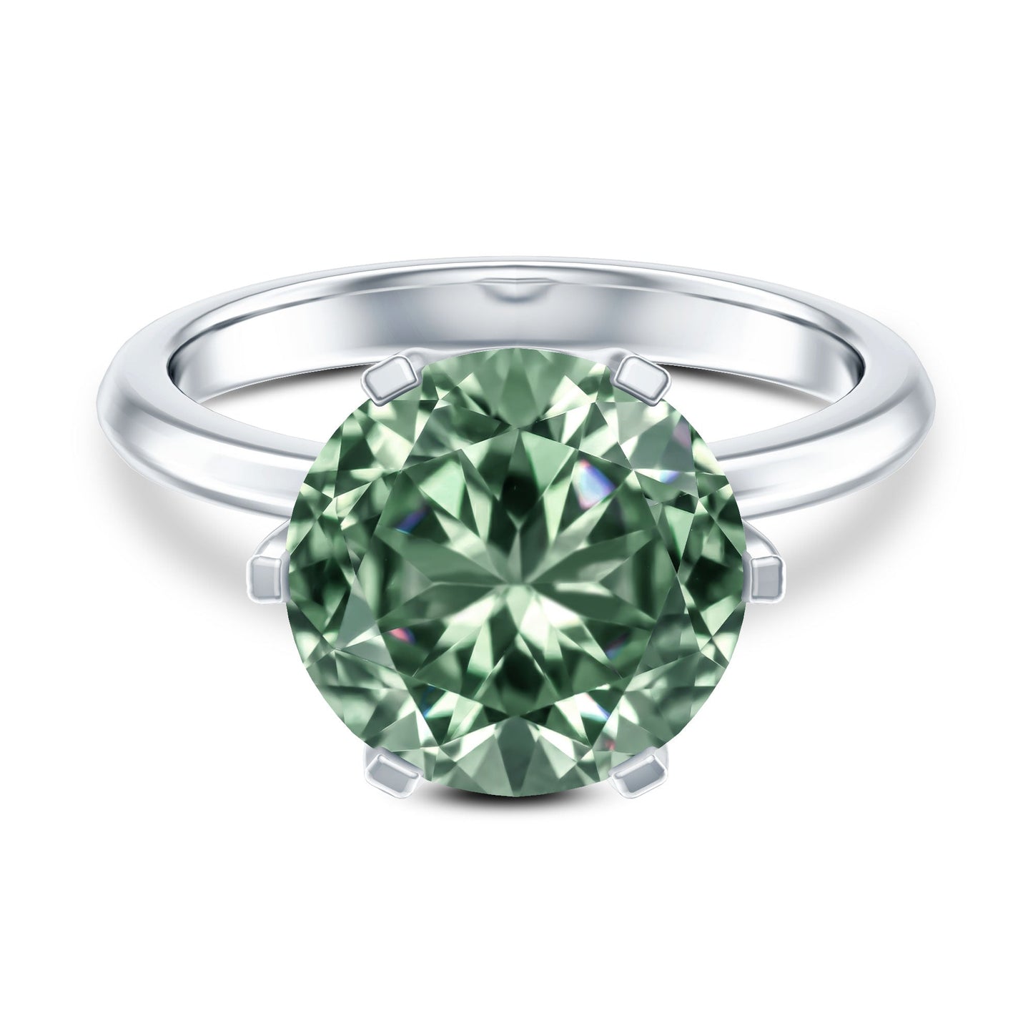 Large 5 Carat Lab Grown Green Diamond Engagement Ring with IGI Certificate