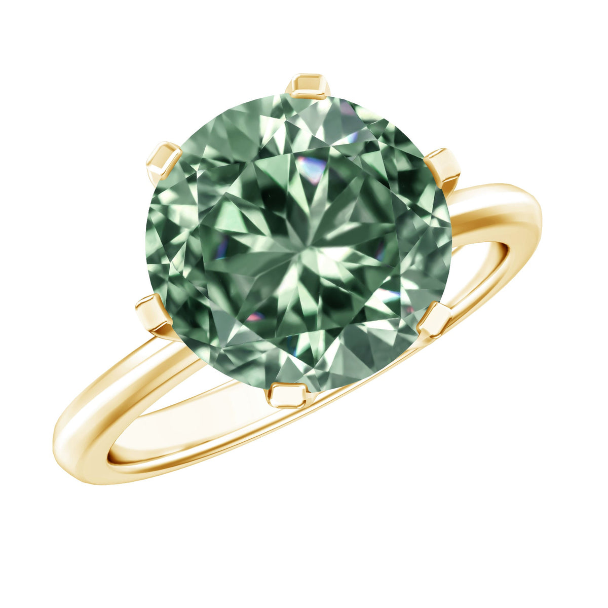 Large 5 Carat Lab Grown Green Diamond Engagement Ring with IGI Certificate