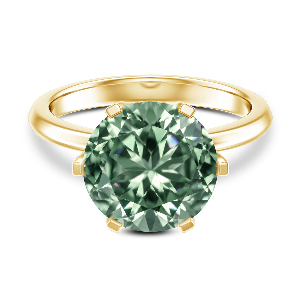 Large 5 Carat Lab Grown Green Diamond Engagement Ring with IGI Certificate