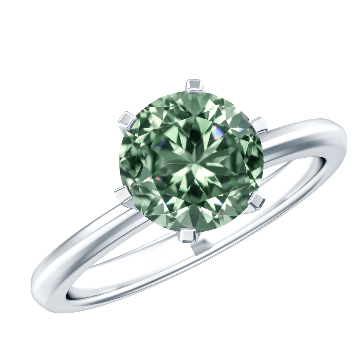 2 Carat Lab Grown Vivid Green Diamond Solitaire Engagement Ring with IGI Certificate