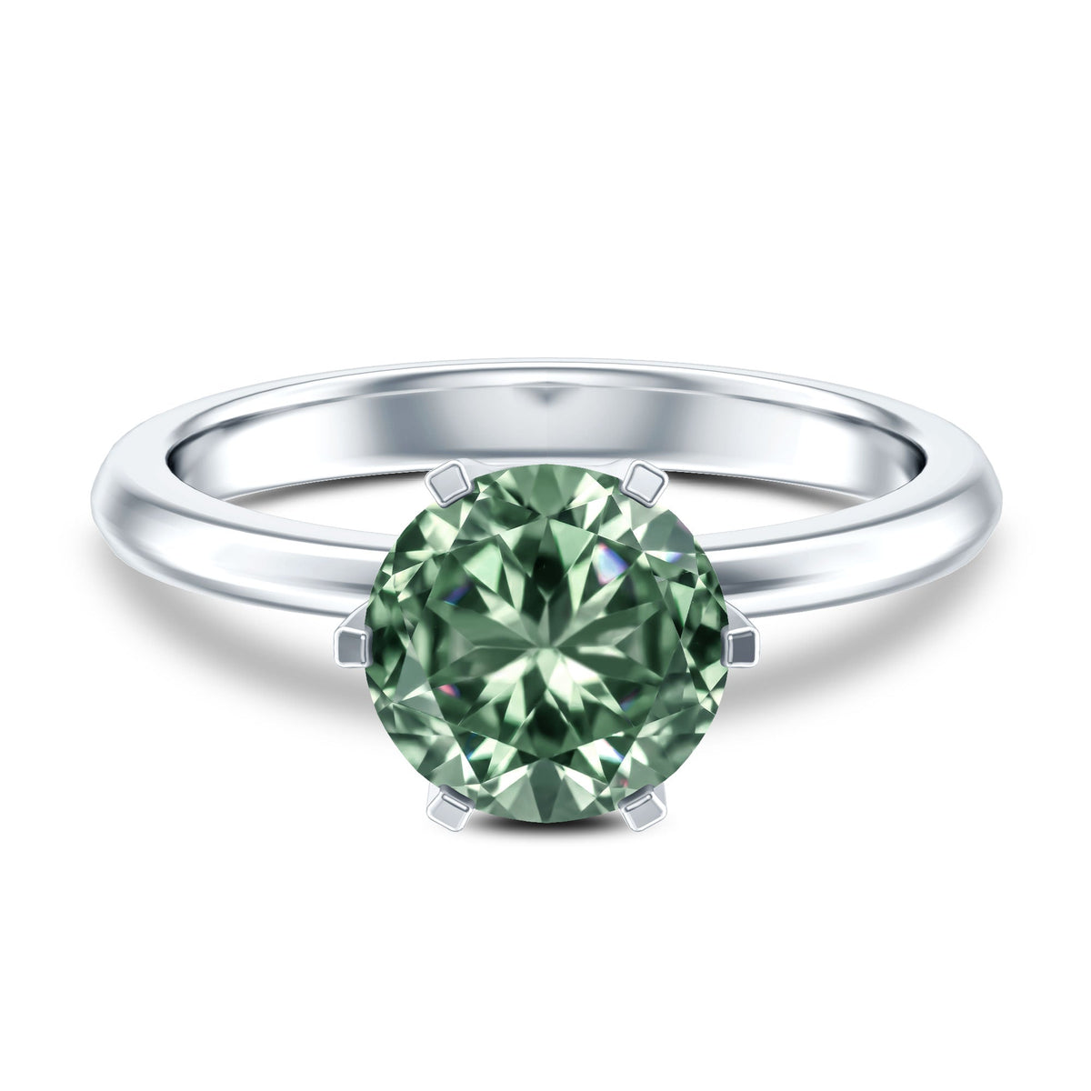 2 Carat Lab Grown Vivid Green Diamond Solitaire Engagement Ring with IGI Certificate