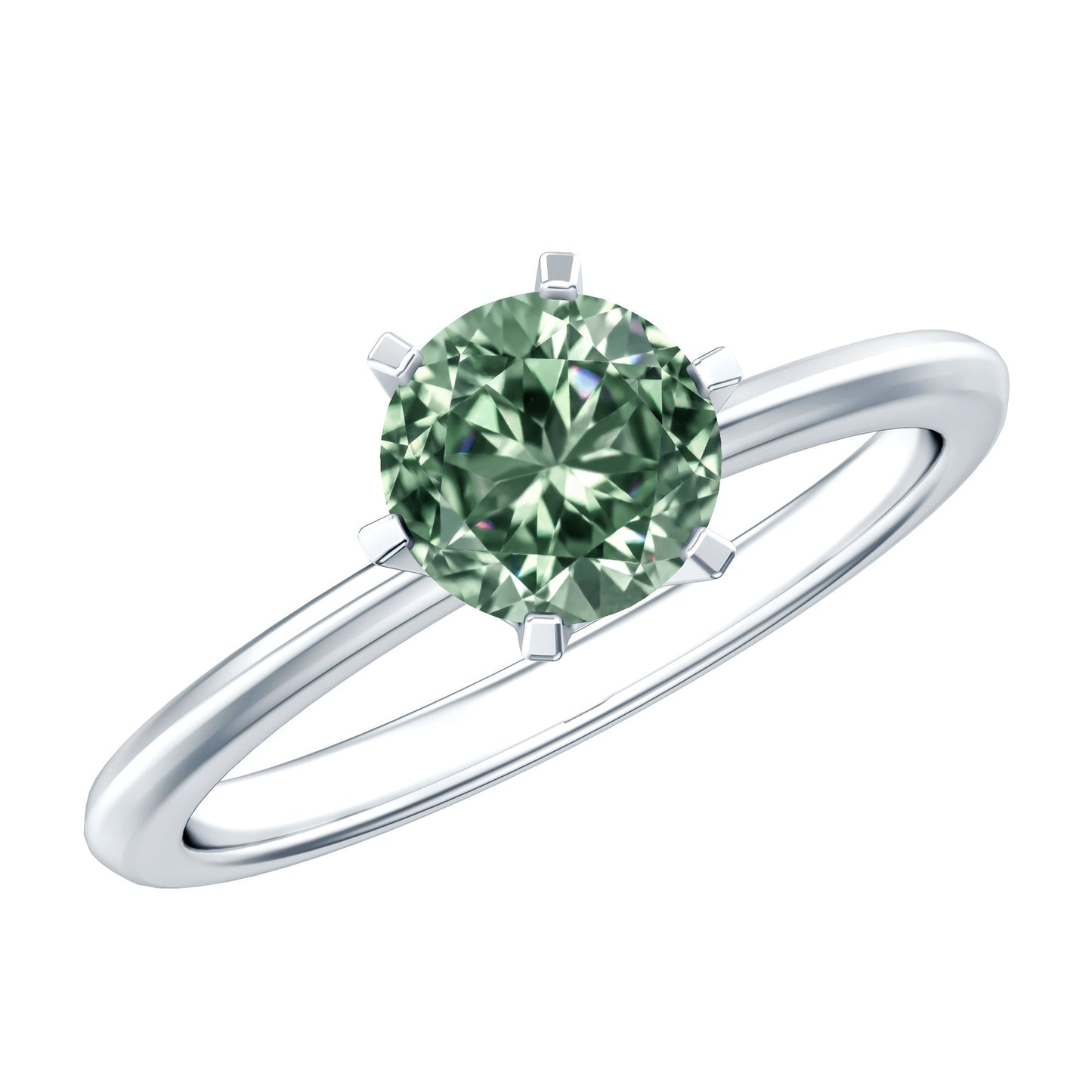 Lab Grown Green Diamond 1 Carat Solitaire Ring with IGI Certificate