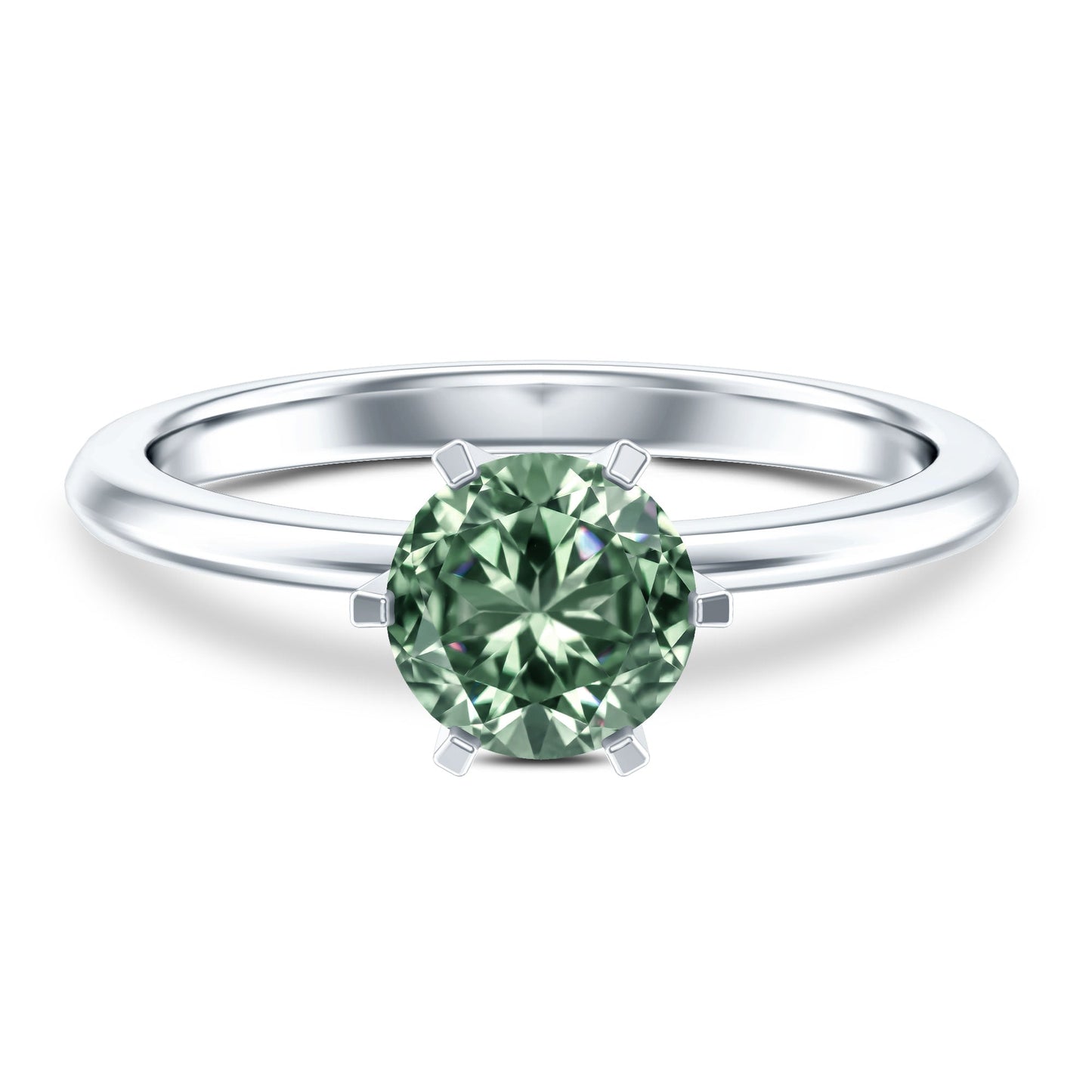 Lab Grown Green Diamond 1 Carat Solitaire Ring with IGI Certificate