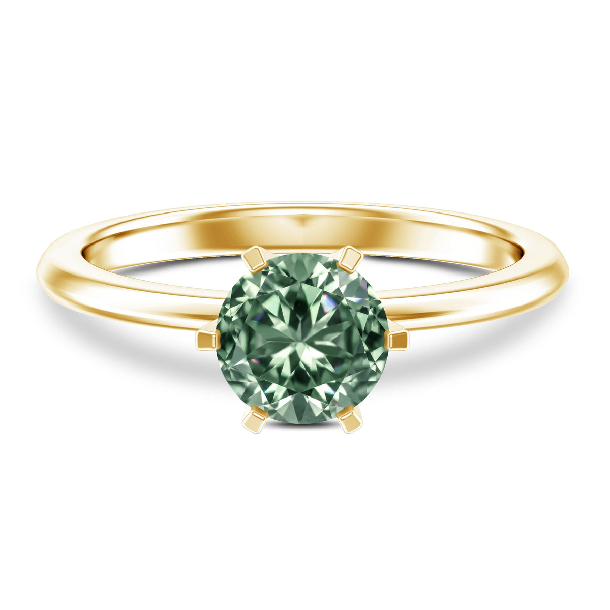 Lab Grown Green Diamond 1 Carat Solitaire Ring with IGI Certificate