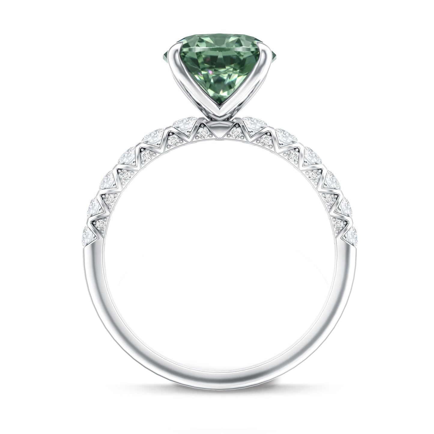 IGI Certified 3 Carat Oval Shape Lab Grown Green Diamond Engagement Ring
