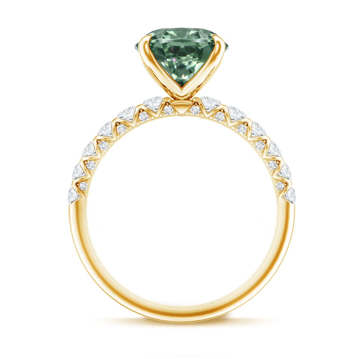IGI Certified 3 Carat Oval Shape Lab Grown Green Diamond Engagement Ring