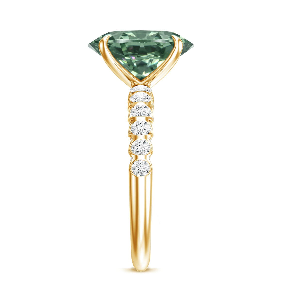 IGI Certified 3 Carat Oval Shape Lab Grown Green Diamond Engagement Ring