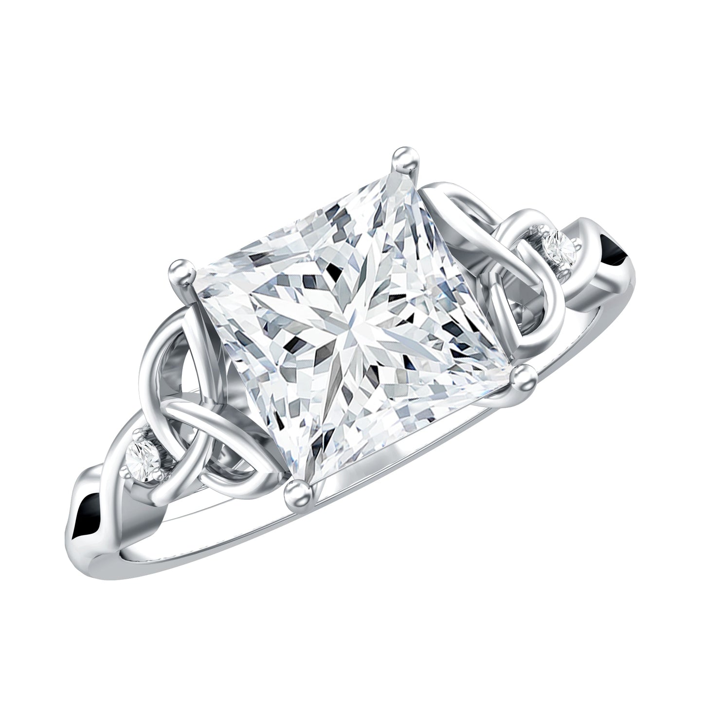 Princess Cut 2 Carat Lab Grown Diamond Celtic Engagement Ring with IGI Certificate