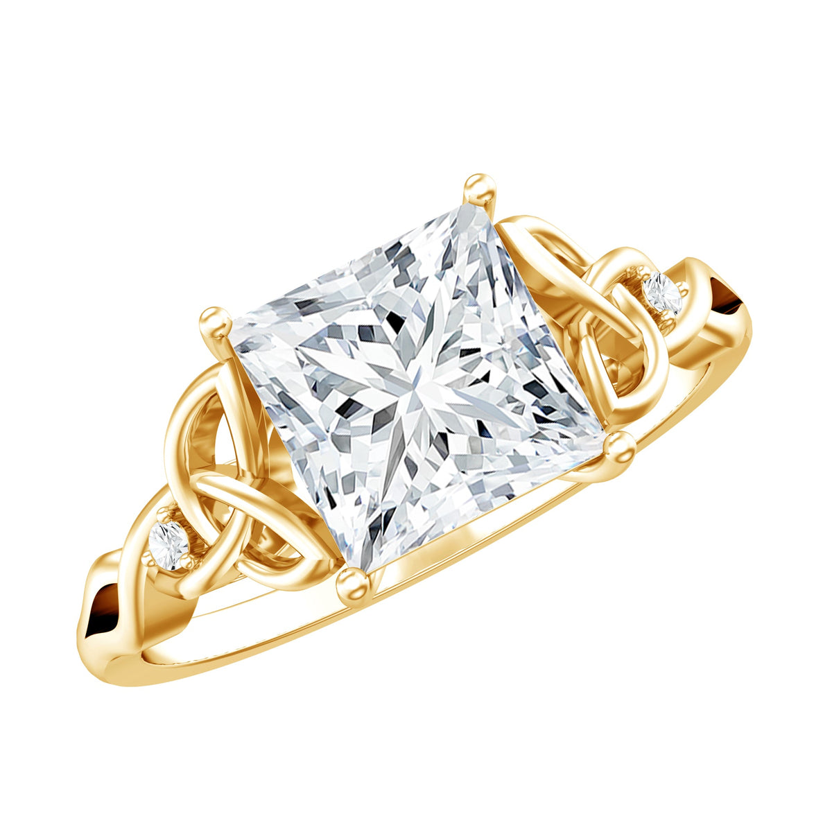 Princess Cut 2 Carat Lab Grown Diamond Celtic Engagement Ring with IGI Certificate