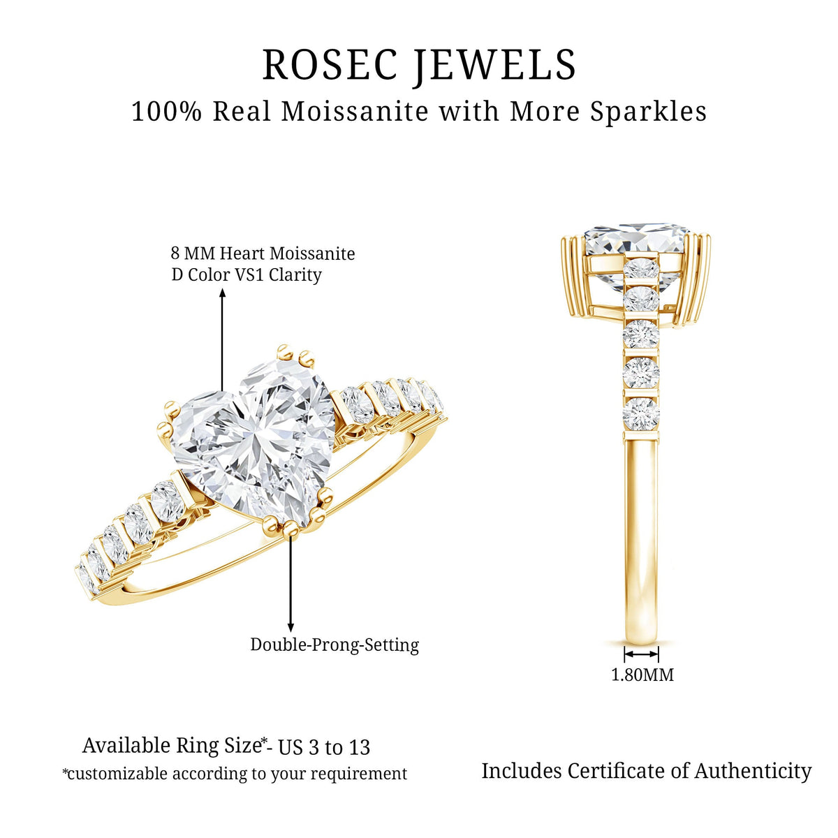 IGI Certified Lab Grown Diamond Heart Engagement Ring 2 Carat