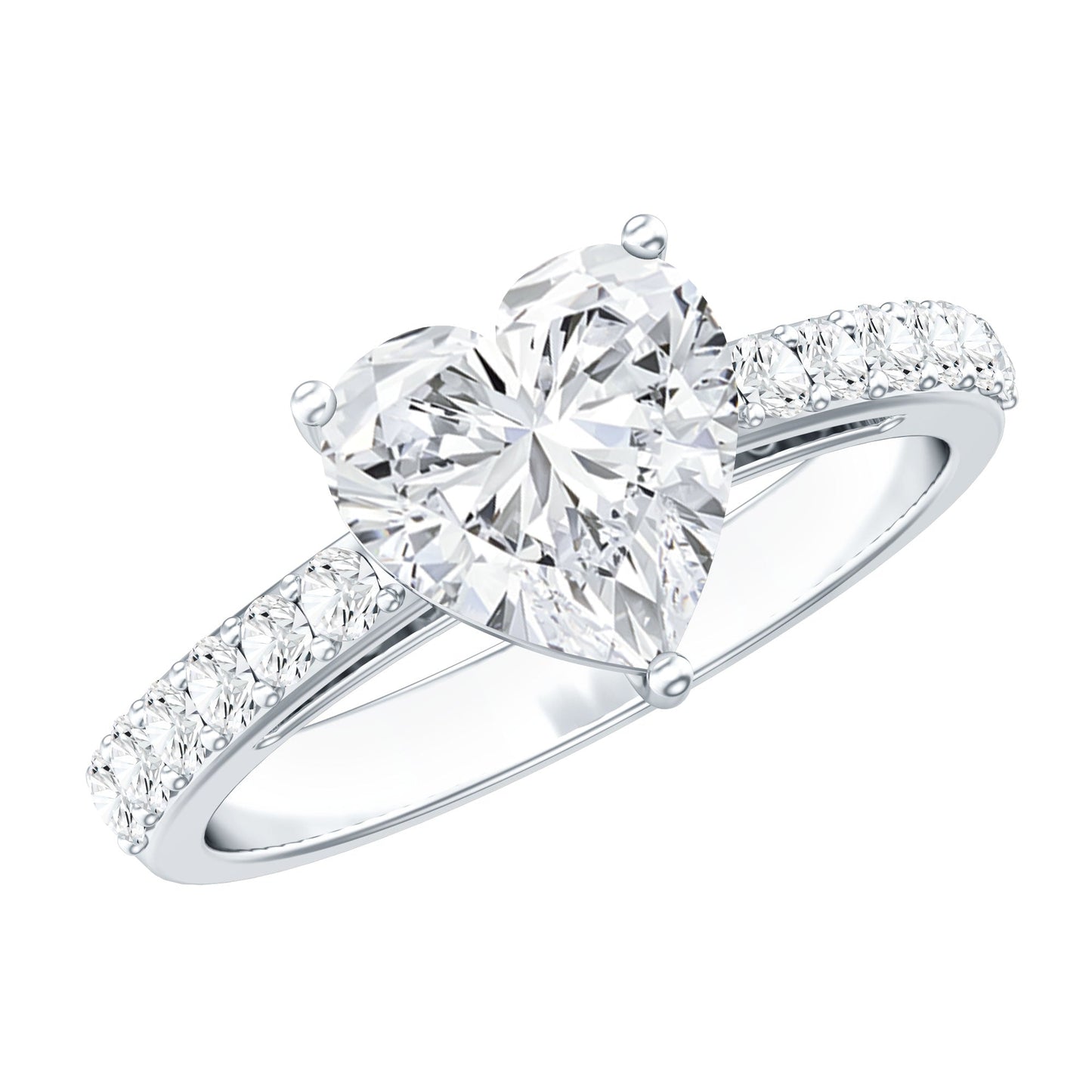 IGI Certified Heart Lab Grown Diamond Side Stone Engagement Ring 2 Carat