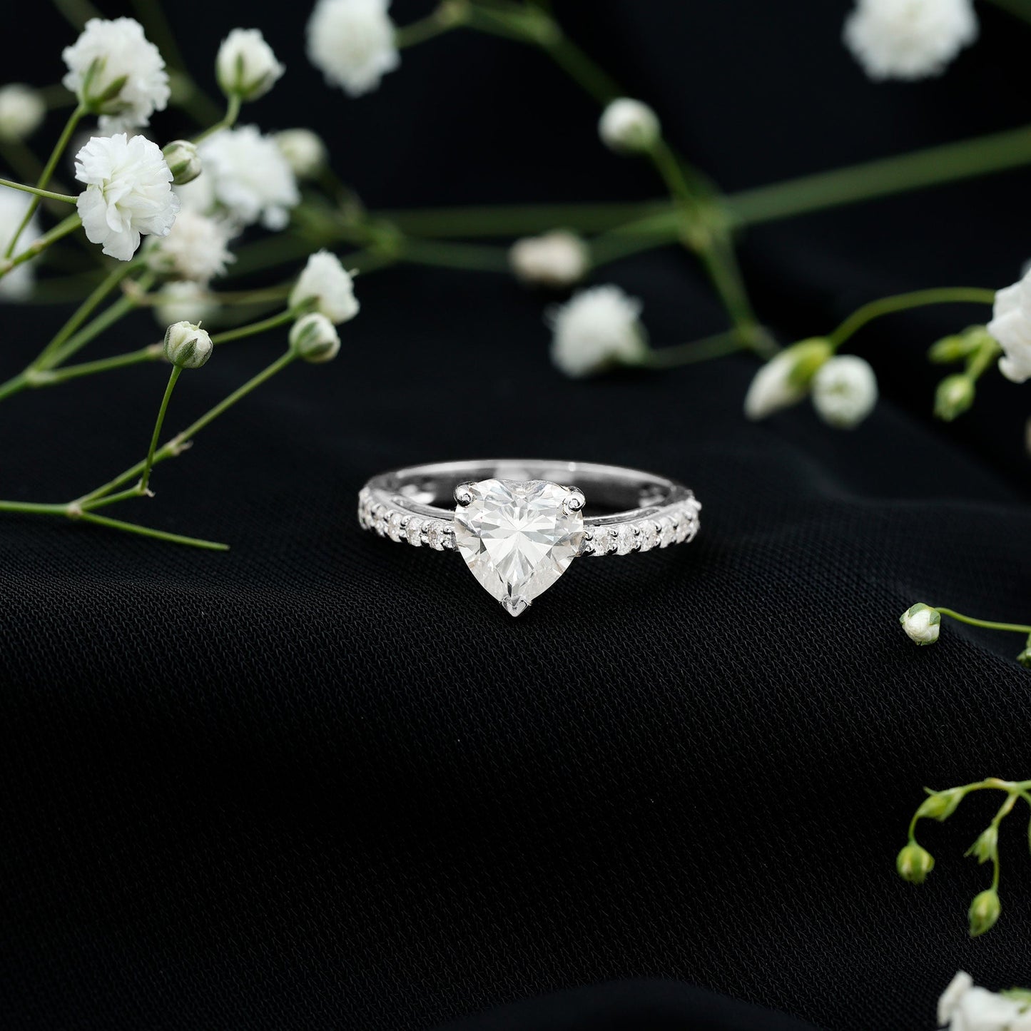 IGI Certified Heart Lab Grown Diamond Side Stone Engagement Ring 2 Carat