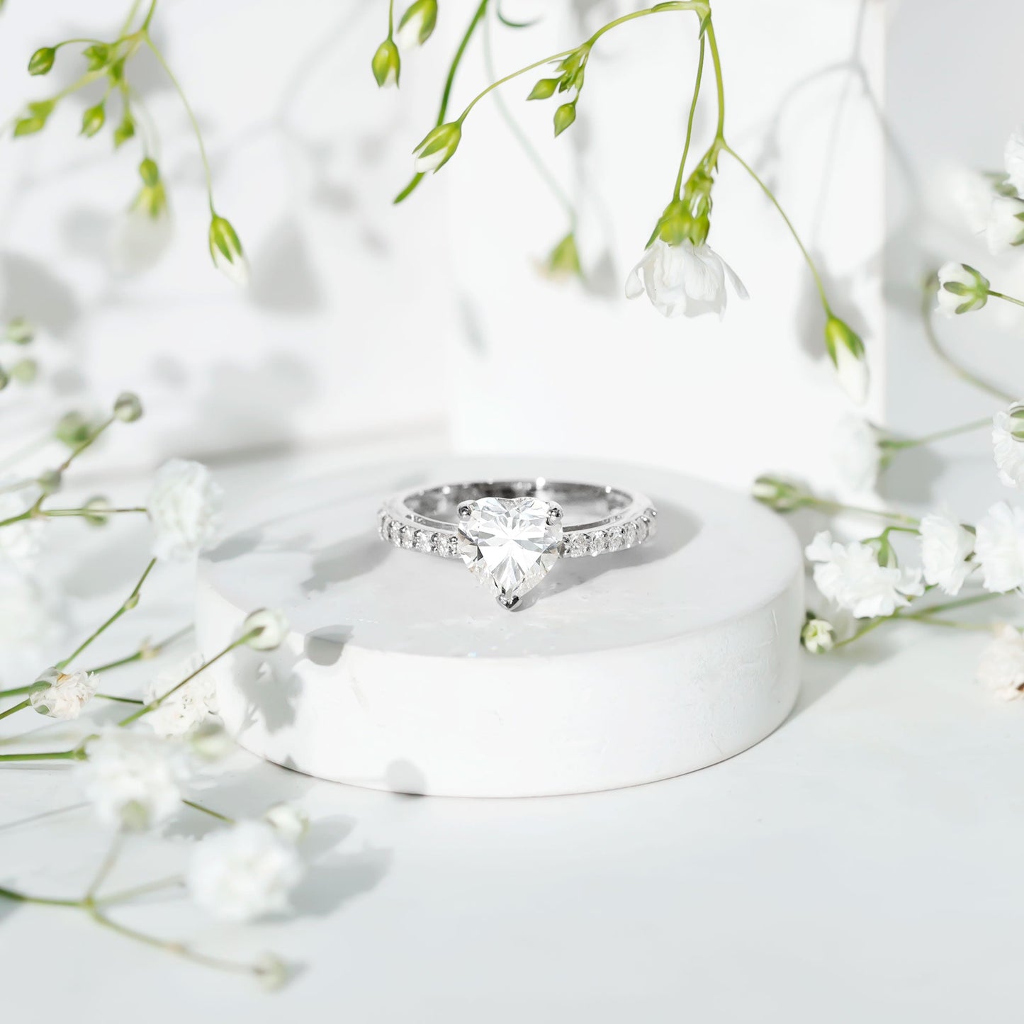 IGI Certified Heart Lab Grown Diamond Side Stone Engagement Ring 2 Carat