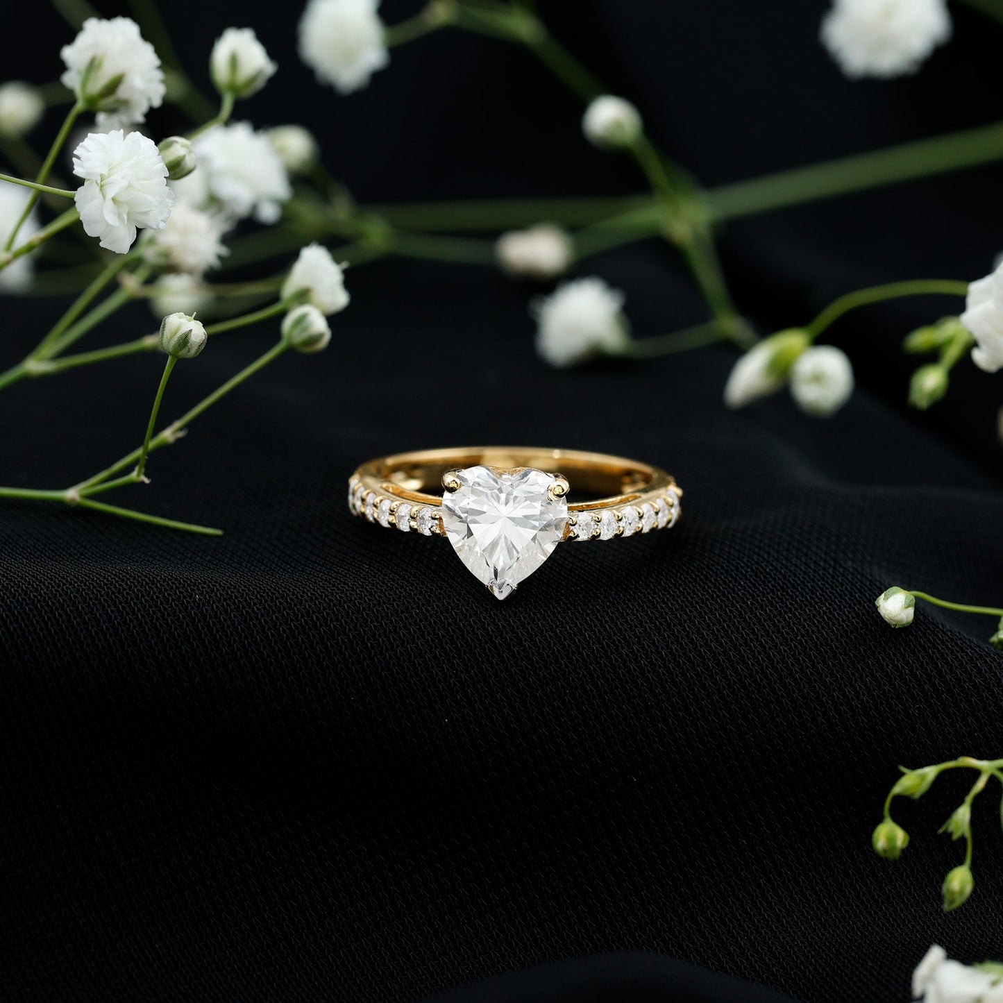 IGI Certified Heart Lab Grown Diamond Side Stone Engagement Ring 2 Carat