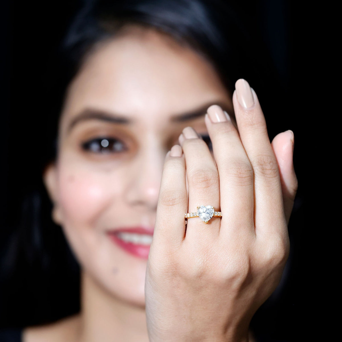 IGI Certified Heart Lab Grown Diamond Side Stone Engagement Ring 2 Carat