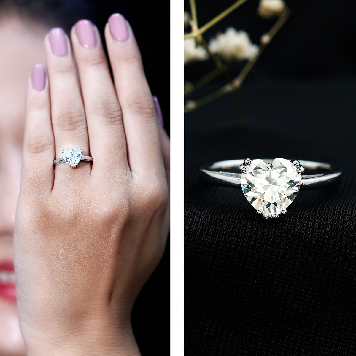 Heart Shaped 2 Carat Lab Grown Diamond Solitaire Engagement Ring with IGI Certificate