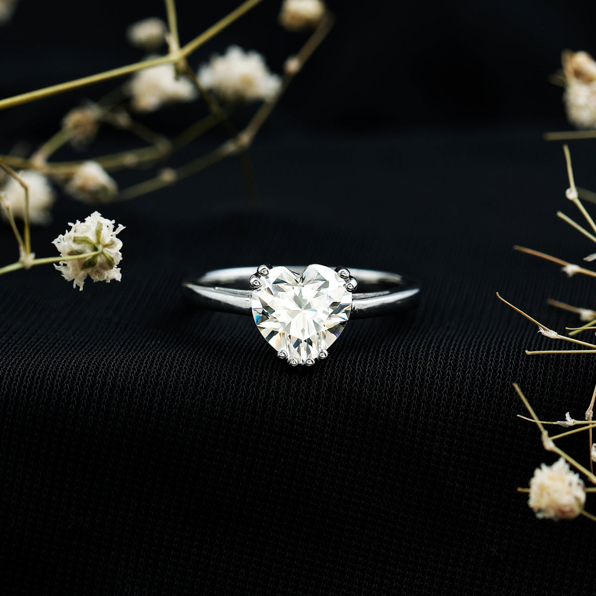 Heart Shaped 2 Carat Lab Grown Diamond Solitaire Engagement Ring with IGI Certificate