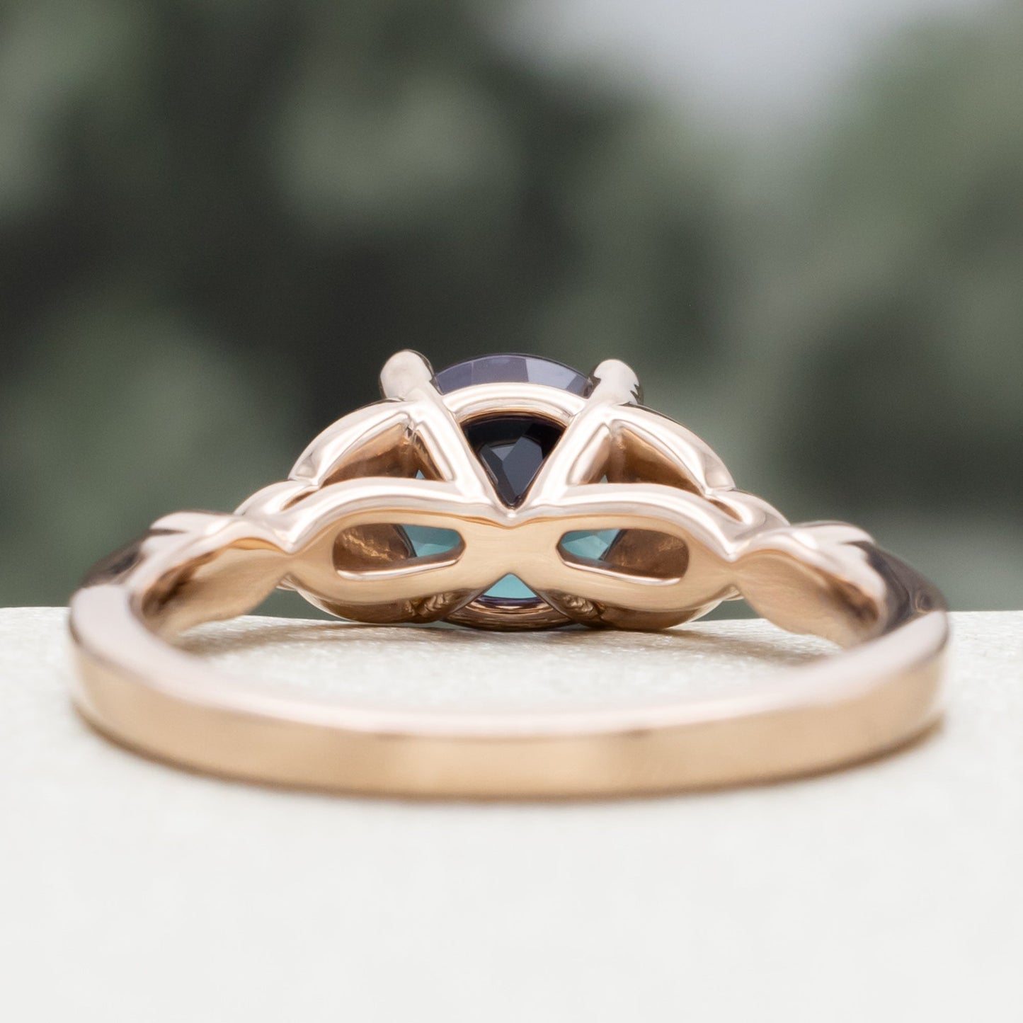 "Aife" - Celtic Knot Lab-Grown Alexandrite Engagement Ring With Diamond Accents & Tracer