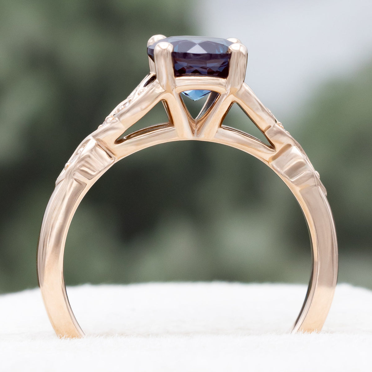 "Aife" - Celtic Knot Lab-Grown Alexandrite Engagement Ring With Diamond Accents & Tracer